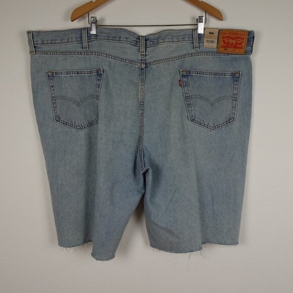 Levi's 469 Loose Shorts Big Men's Size 52 Blue Denim Cotton Raw Hem - Picture 5 of 9